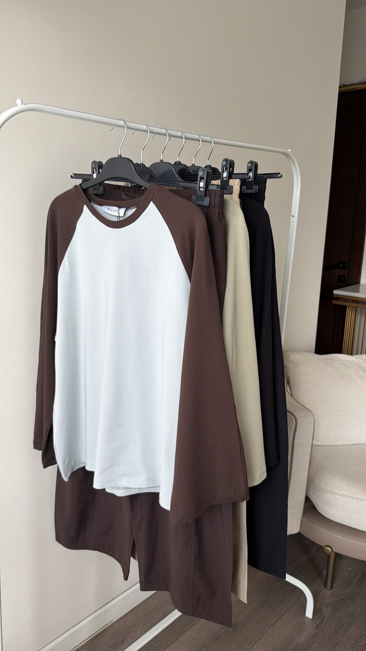 Reglan Çift Renk Sweatshirt- Kahve