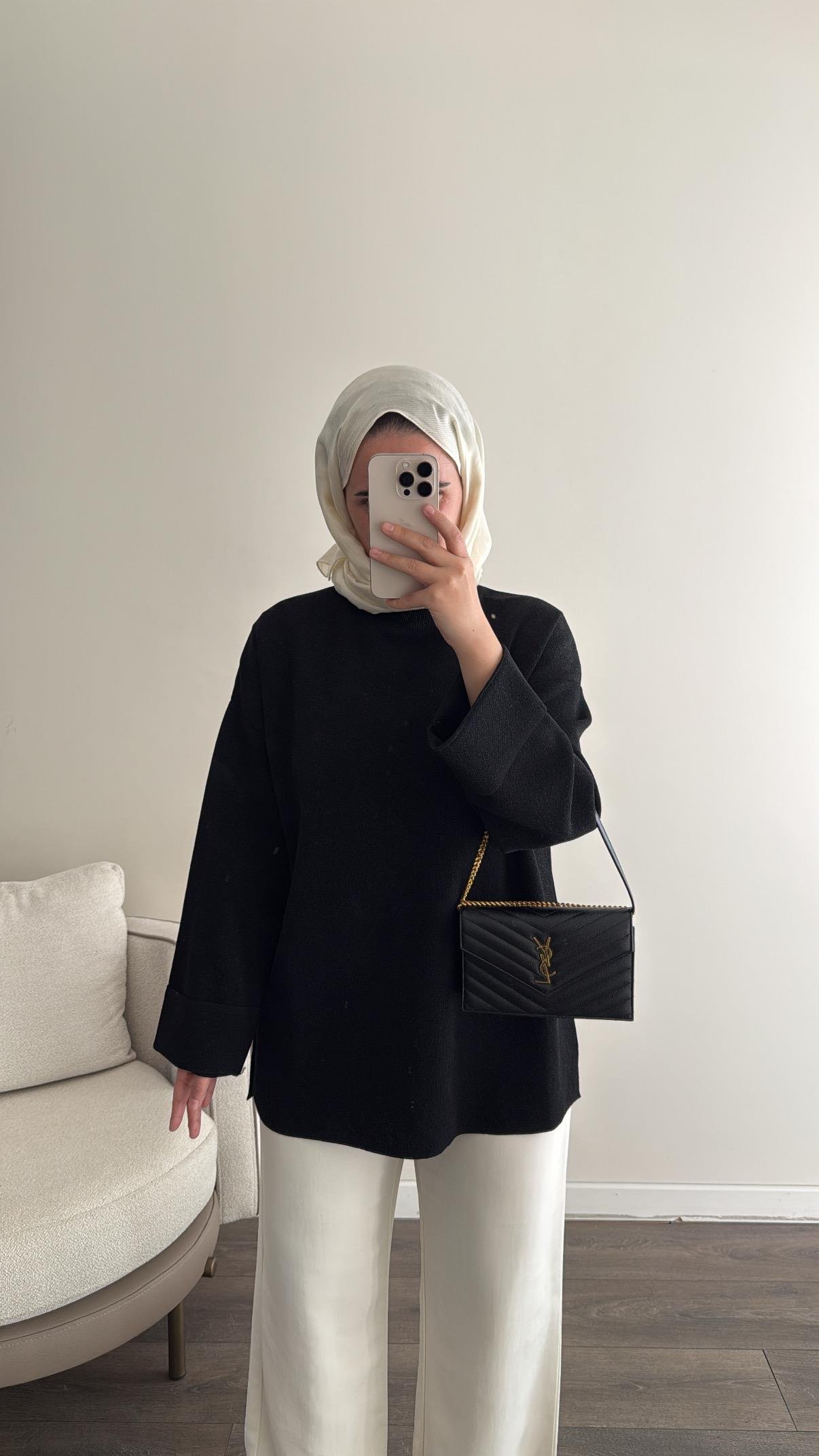 SİMLİ TRİKO KAZAK - SİYAH