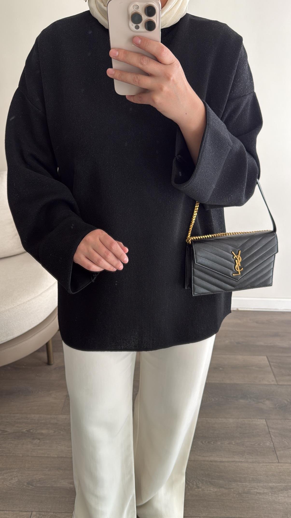 SİMLİ TRİKO KAZAK - SİYAH