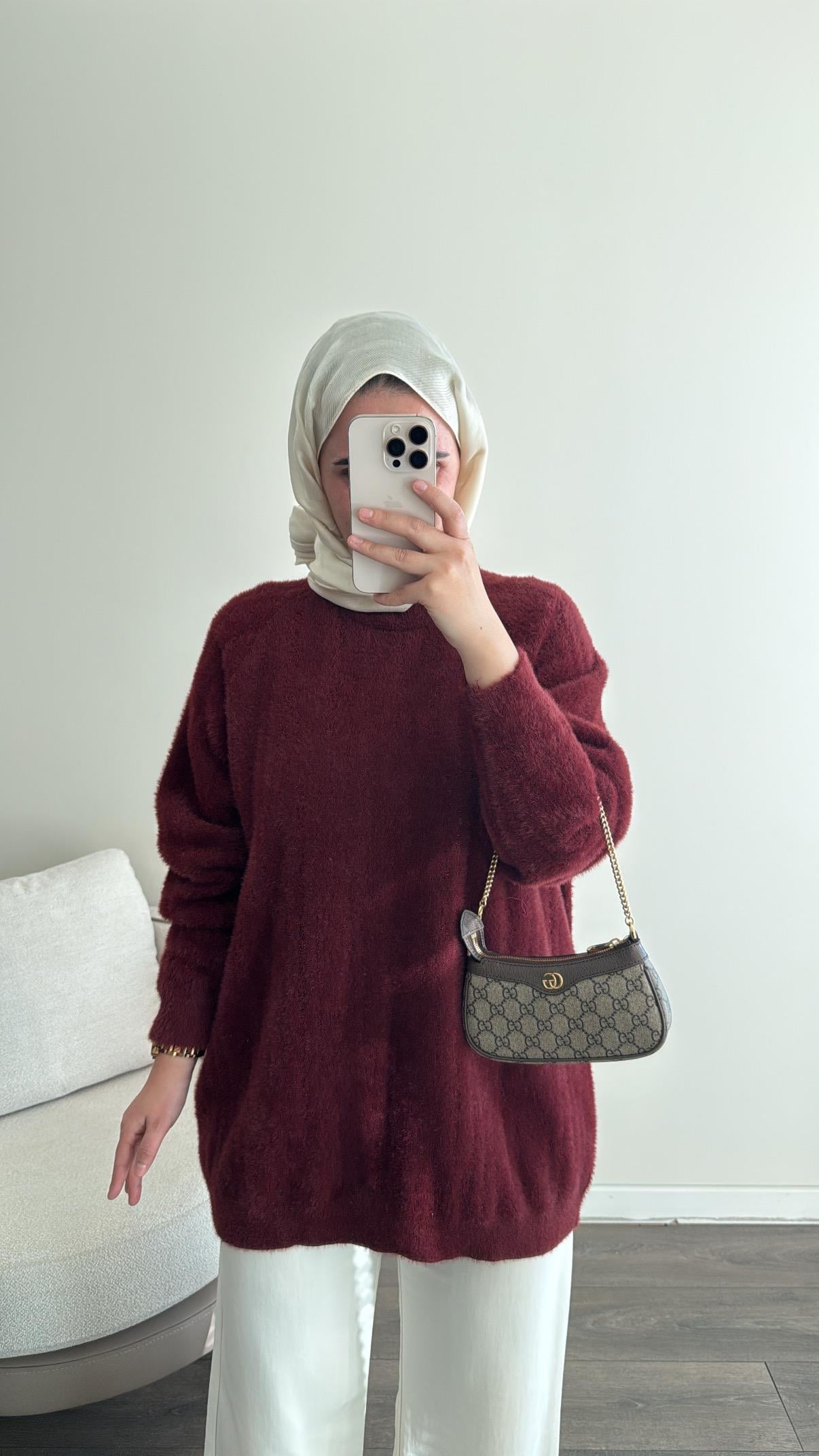 Simli Yumoş Kazak - Bordo