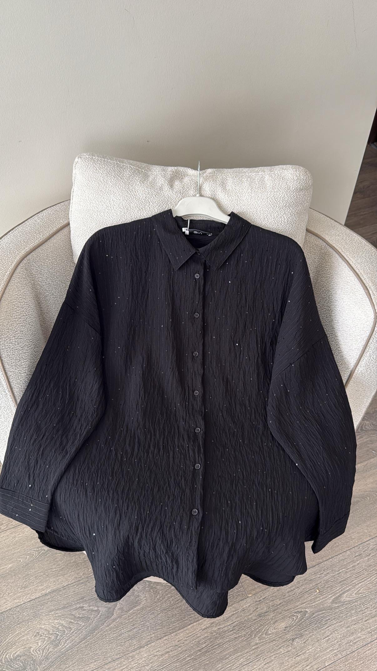 Taşlı Gömlek - Siyah