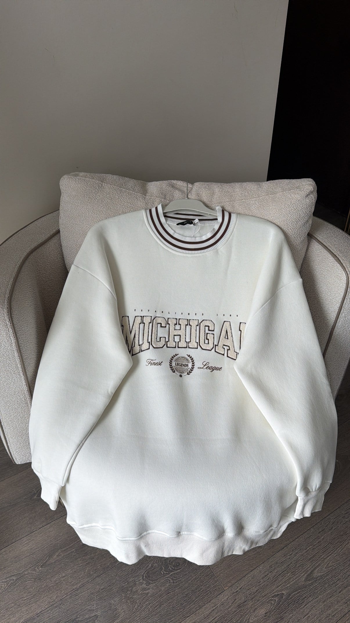 Triko ve Nakış Detaylı Sweatshirt - Ekru