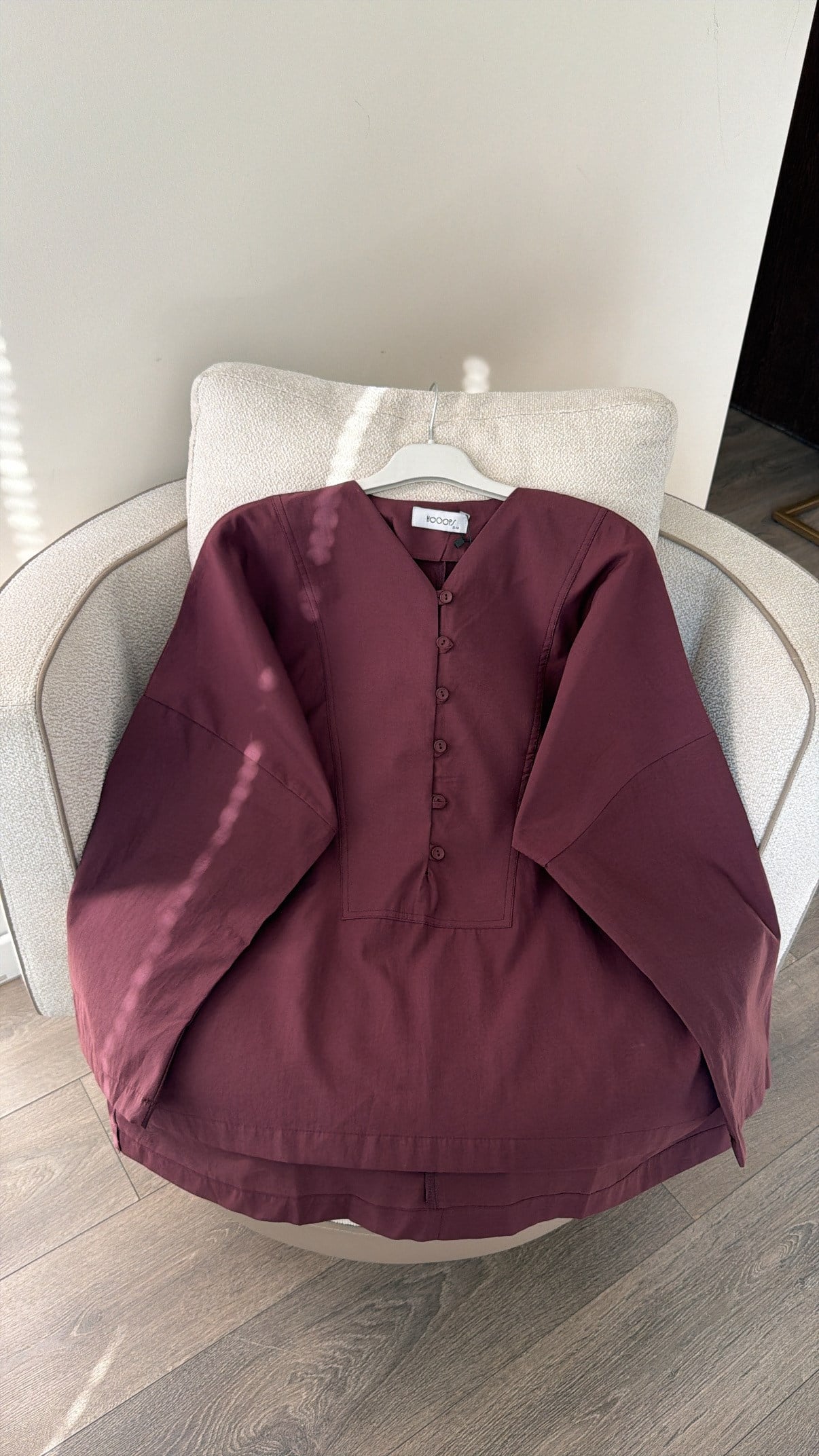 V Yaka Oversize Bluz - Burganya