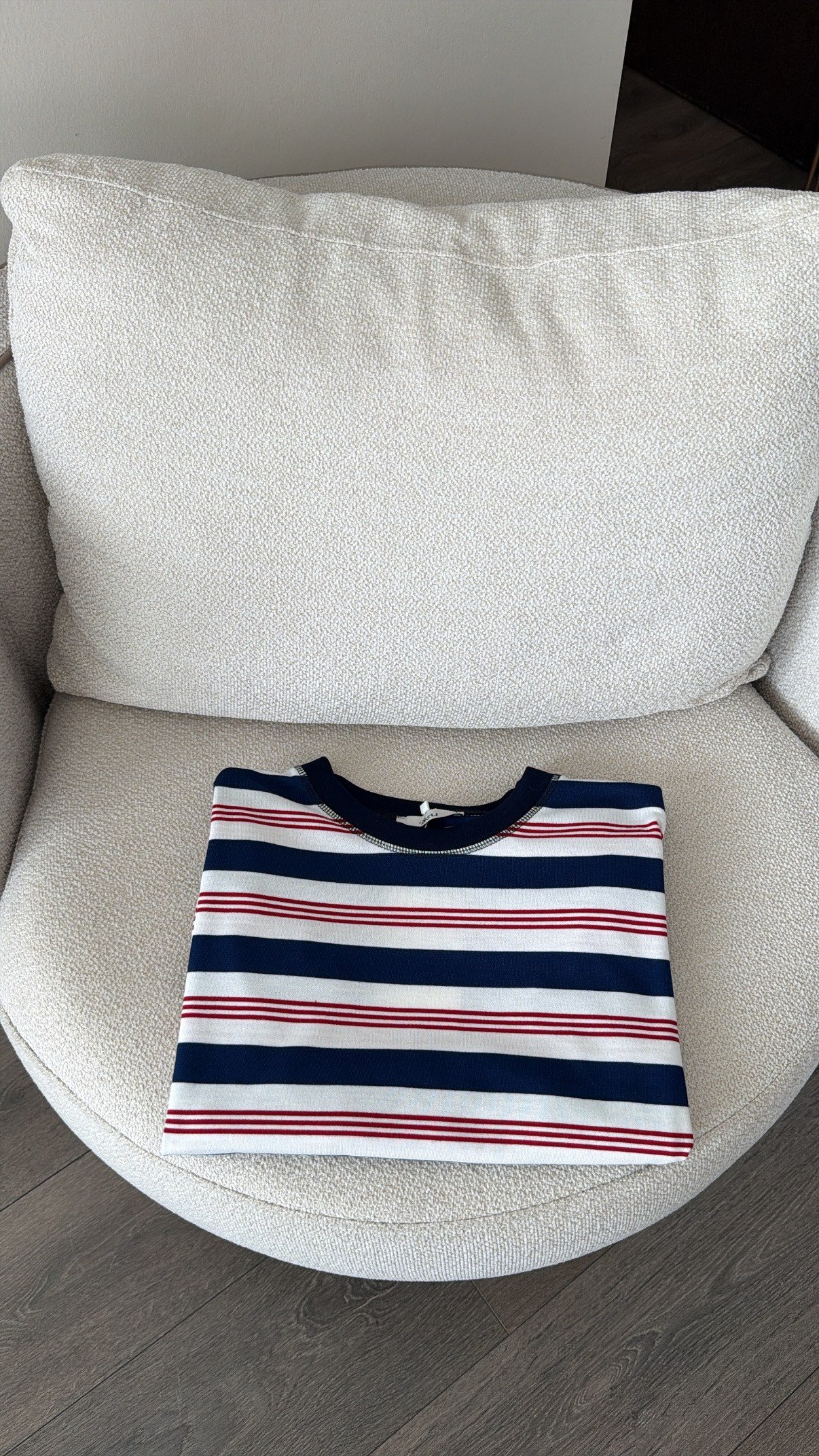 Yakası Dikiş Detaylı Çizgili Sweatshirt- Lacivert