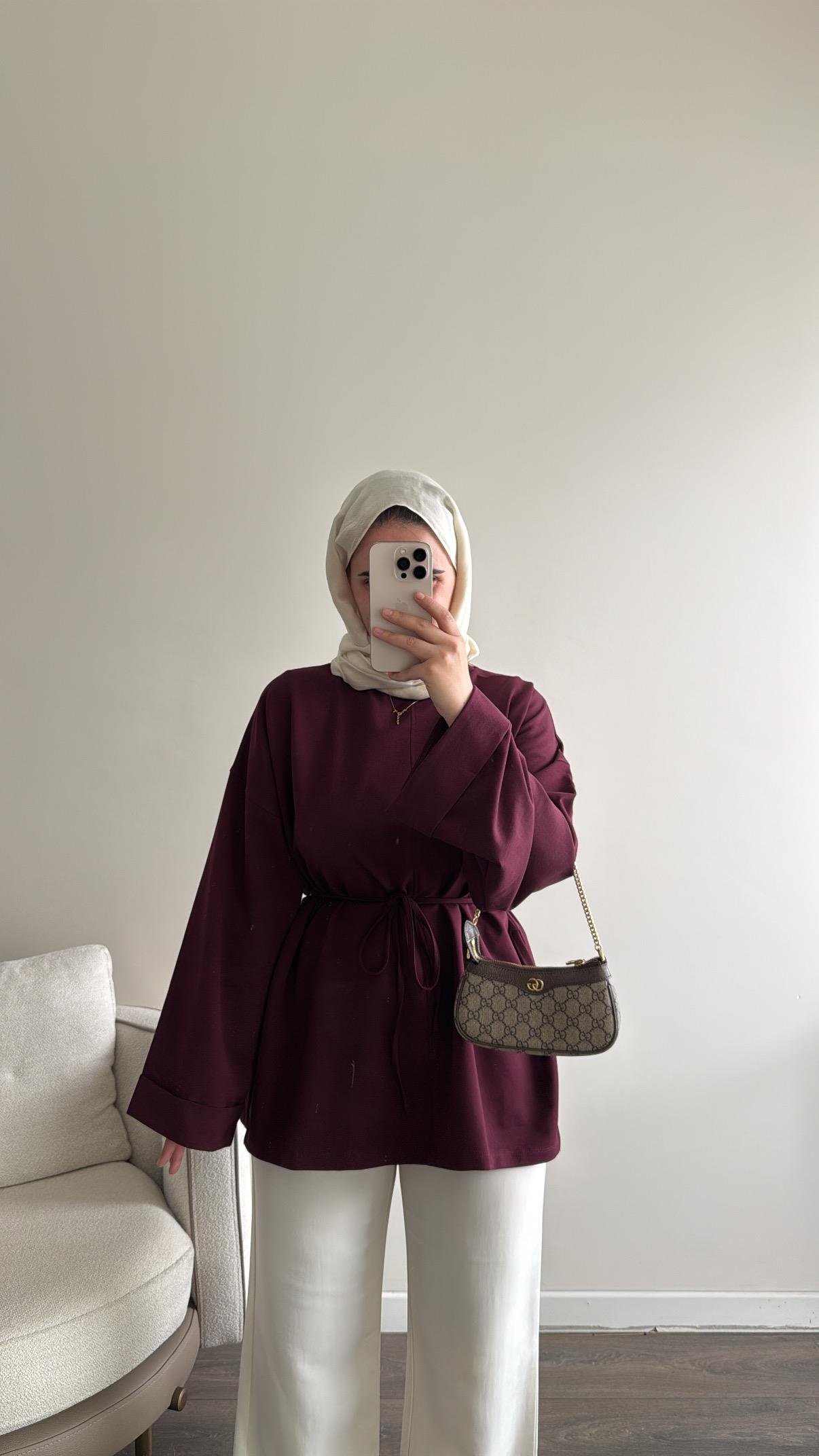 Yandan Yırtmaçlı Sweatshirt - Bordo