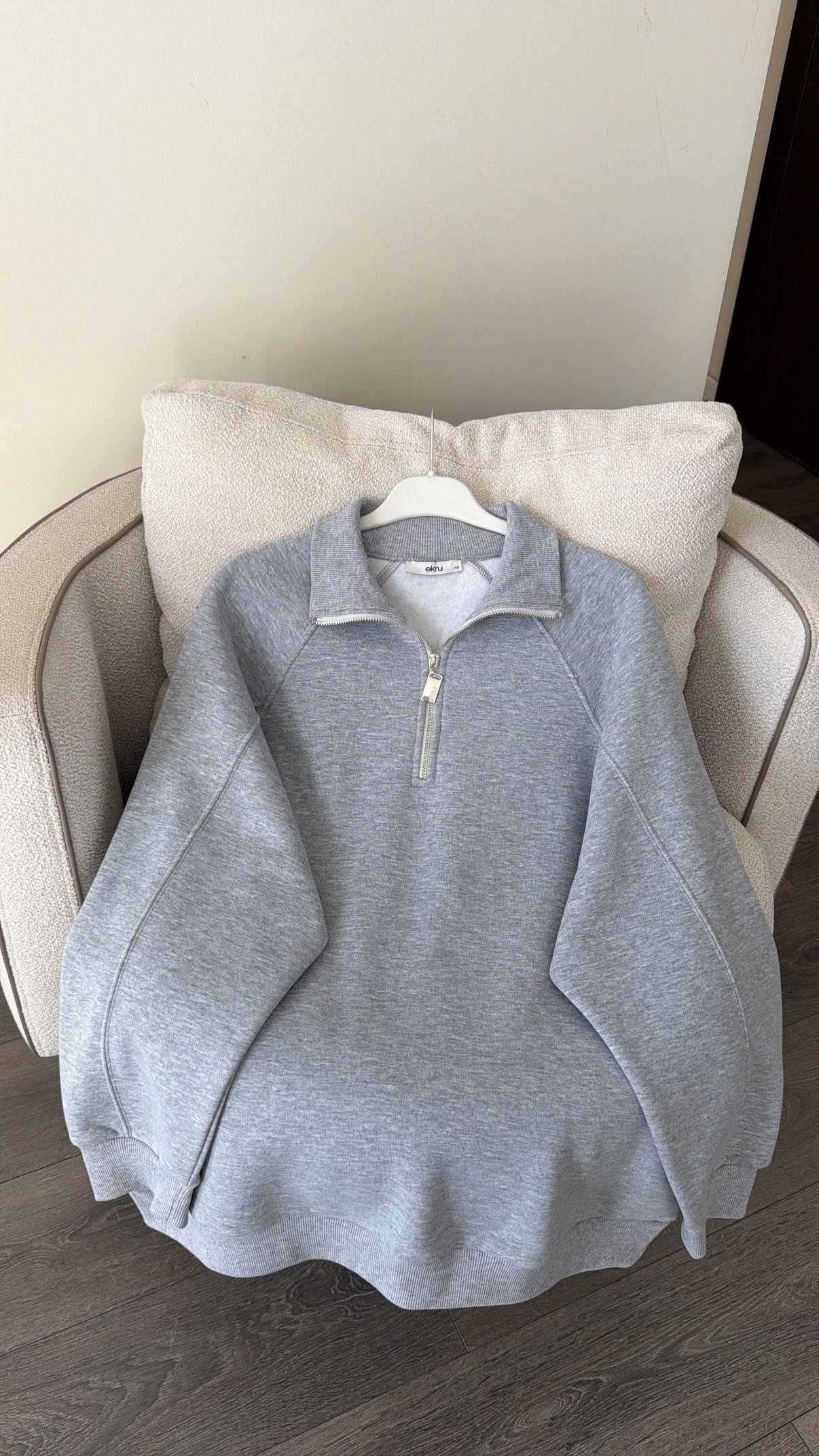 Yarım Fermuarlı Sweatshirt - Gri