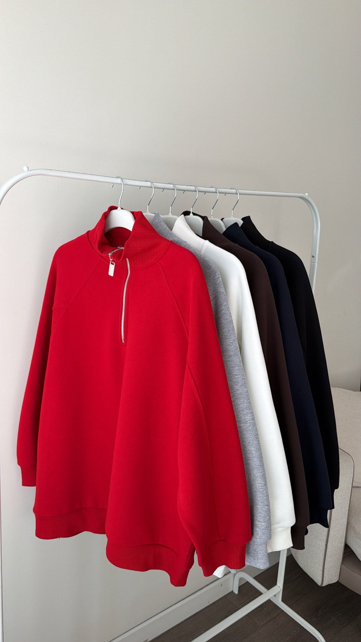 Yarım Fermuarlı Sweatshirt - Kahve