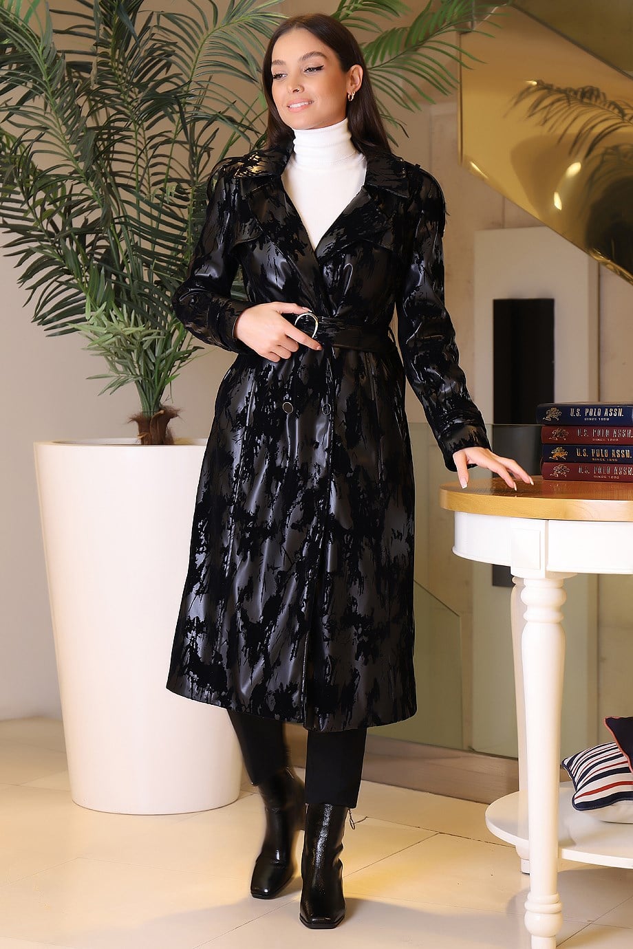 02542-2K3 MODA İLGİ TRENÇKOTSİYAH