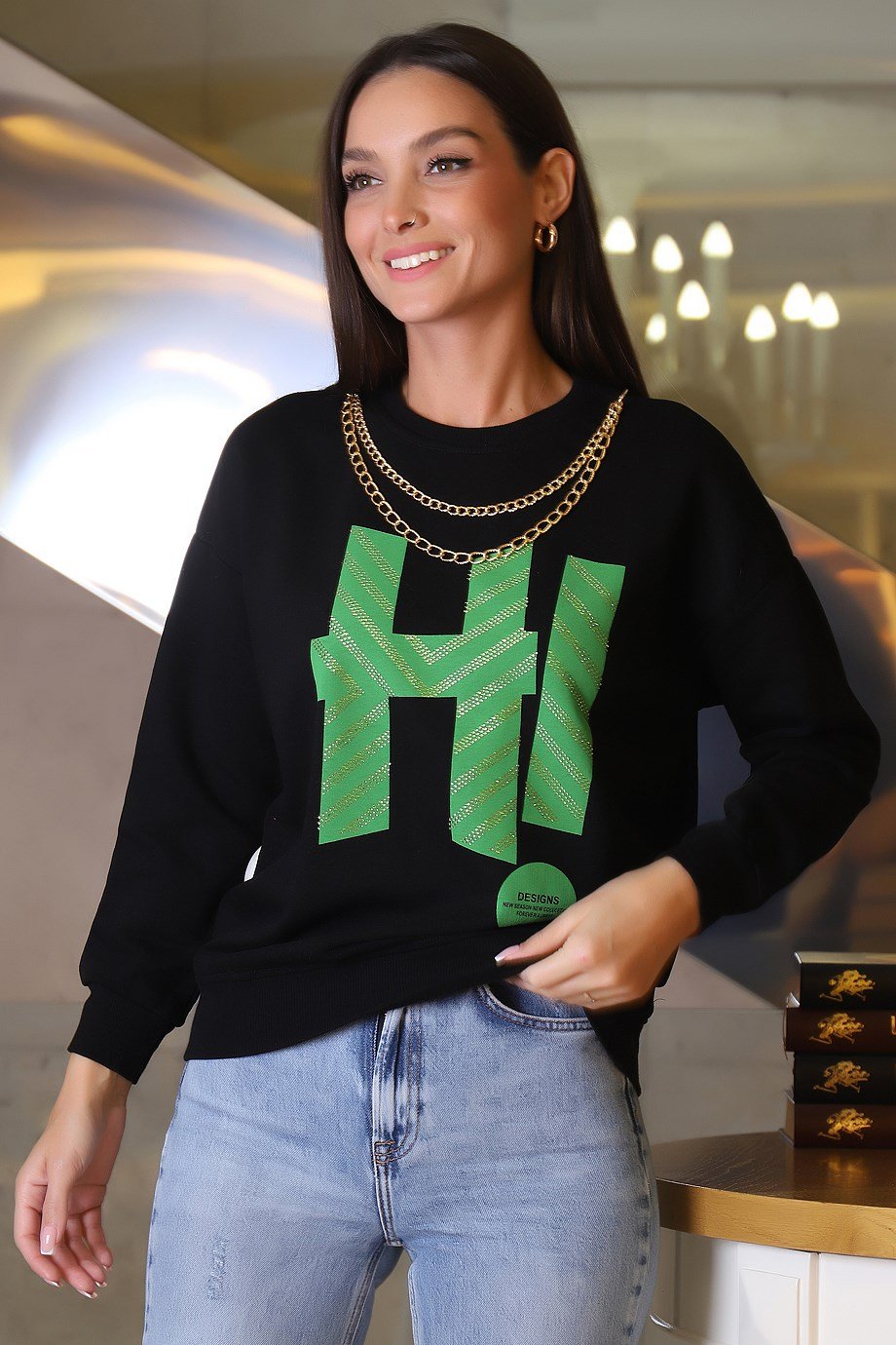 3576-2K3 MİNT SWEATSİYAH