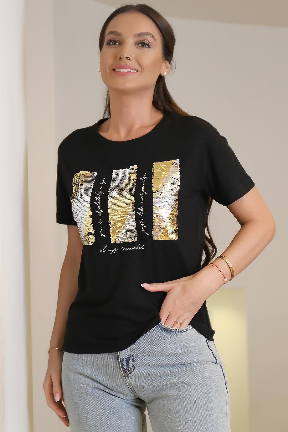 3SAK50245EK-KOTON TSHIRTSİYAH