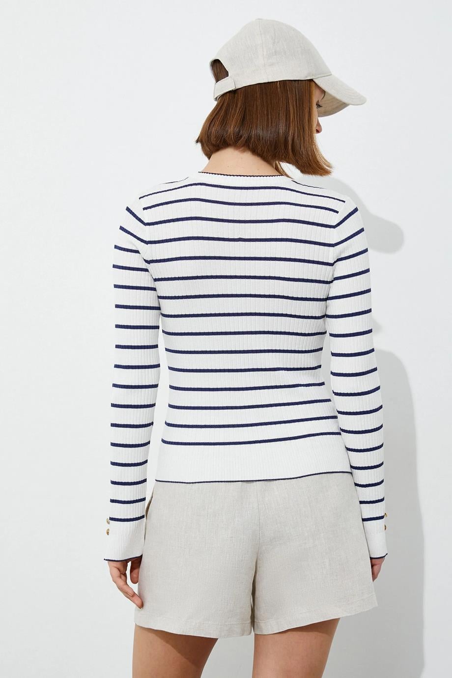 3SAK90048HT-KOTON SWEATLACİ ÇİZGİLİ