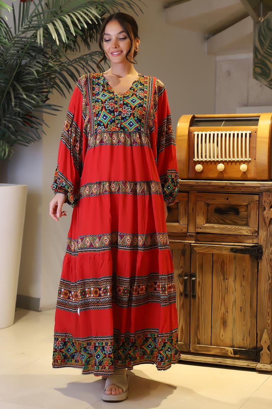 AŞHİLDA065-2Y4 AŞHİLDA ELBİSEKIRMIZI