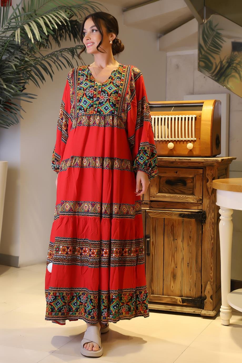 AŞHİLDA065-2Y4 AŞHİLDA ELBİSEKIRMIZI