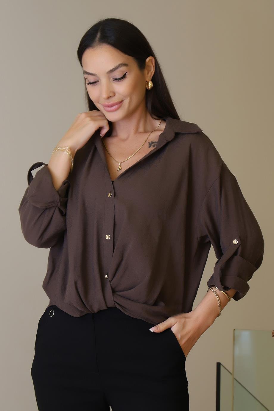 AYHAN50960-2K6 AYHAN GÖMLEK-KAHVE