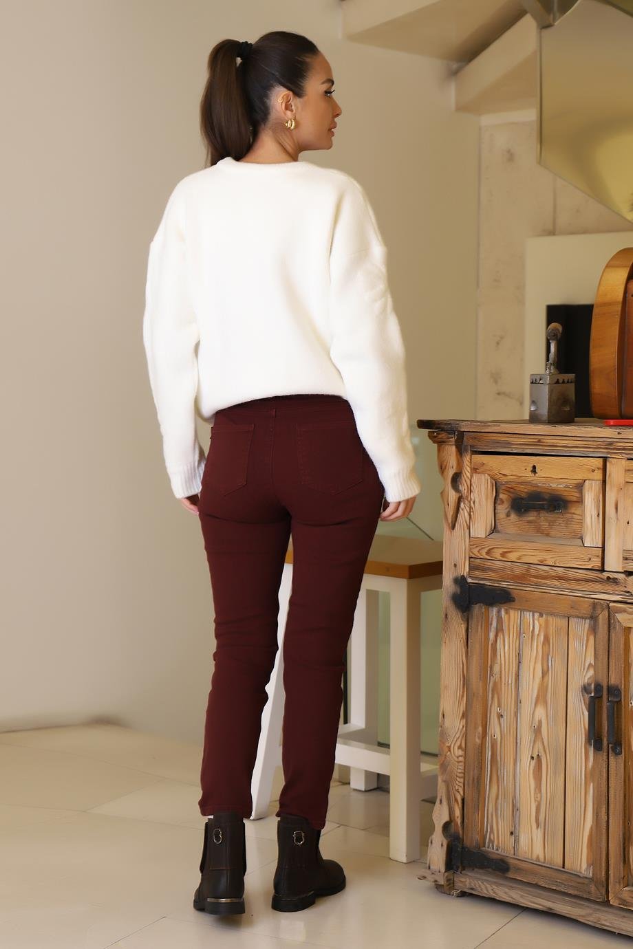 AYHAN53500-2K6 AYHAN PANTOLON-BORDO