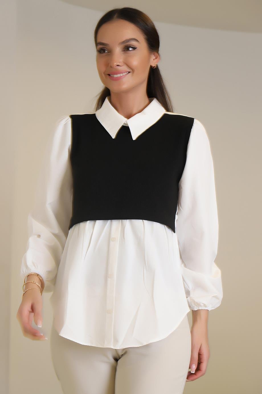 BEBE PLUS28133-2K4 BEBE PLUS GÖMLEKSİYAH