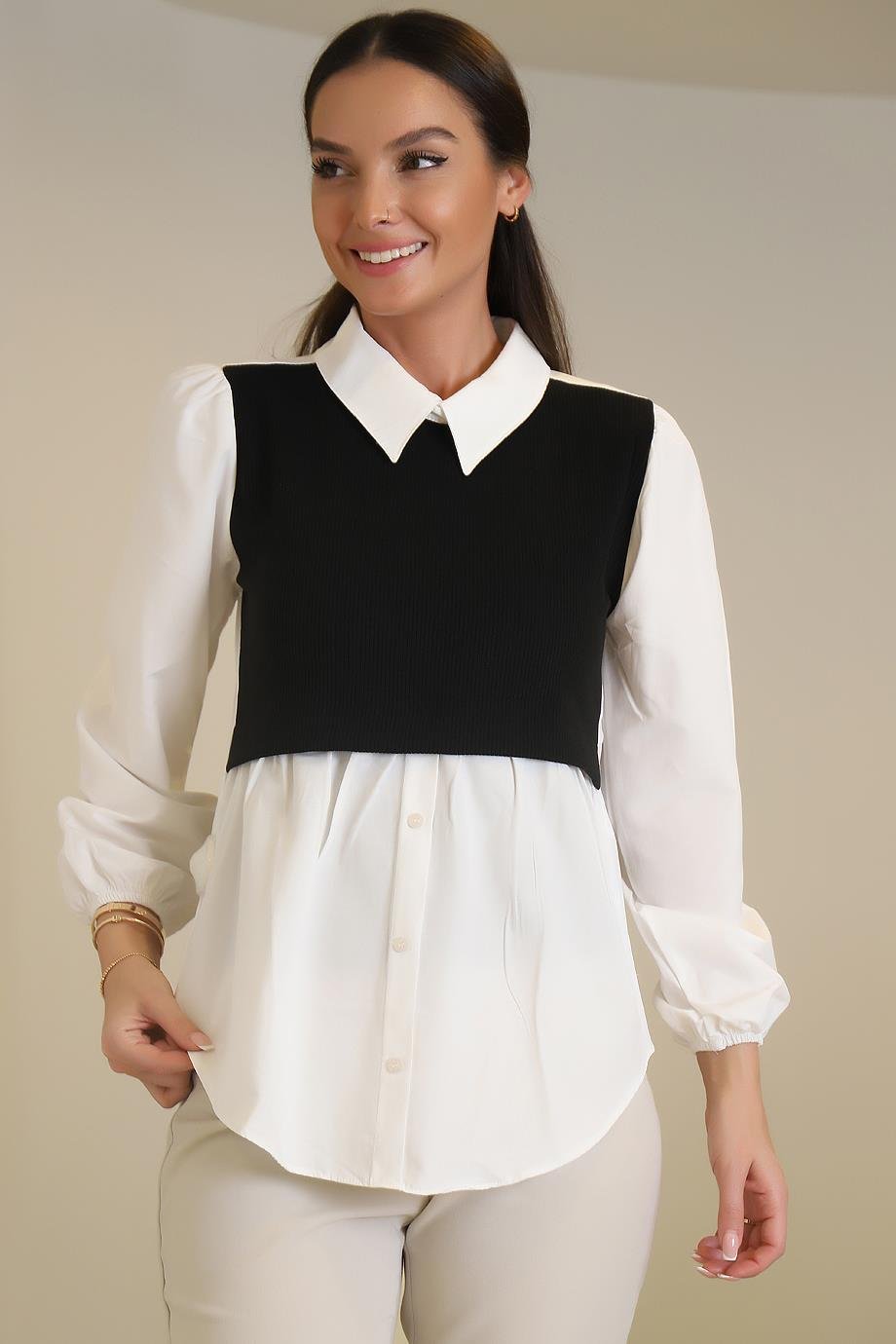 BEBE PLUS28133-2K4 BEBE PLUS GÖMLEKSİYAH