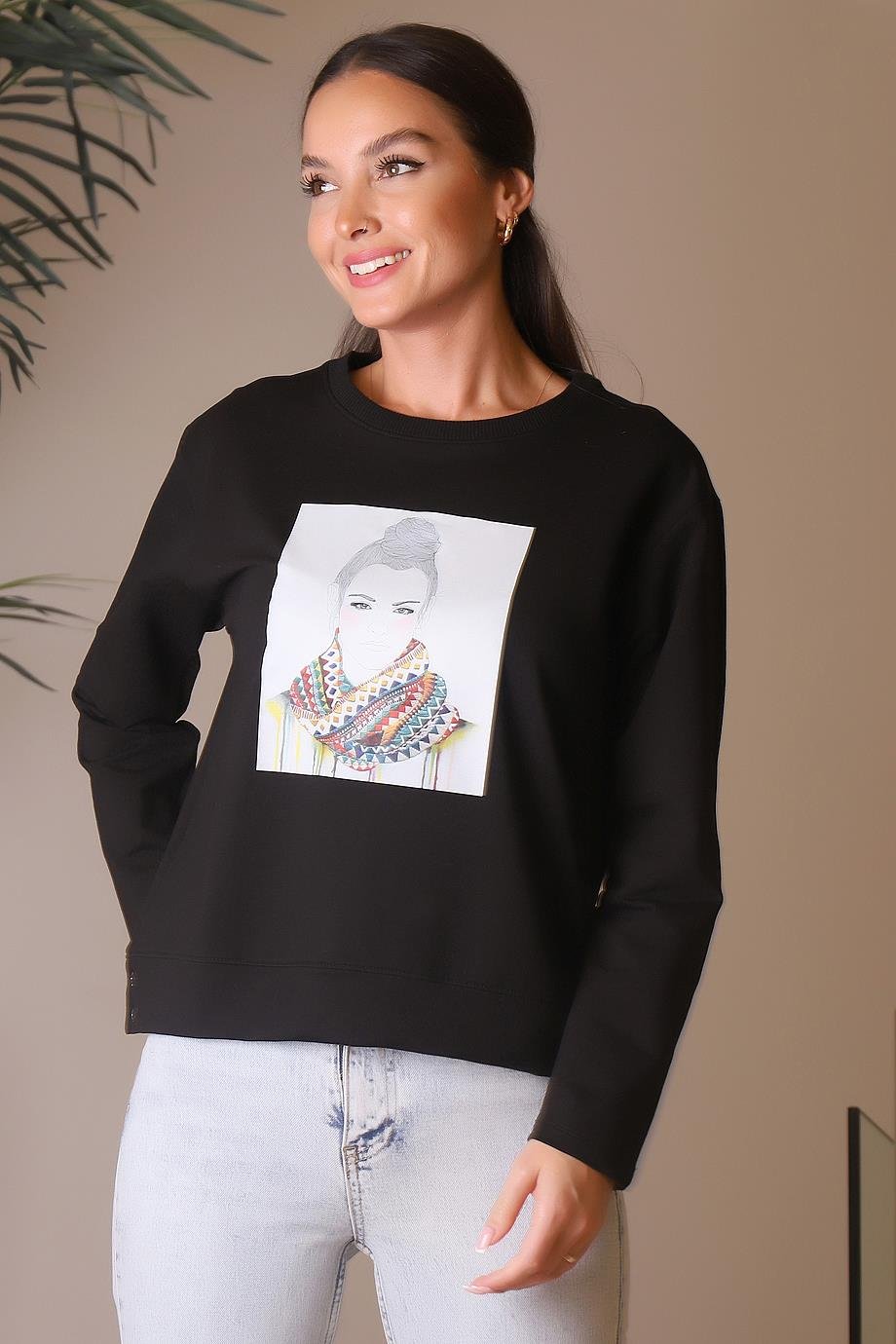 BEBE PLUS28176-2K4 BEBE PLUS SWEATSİYAH