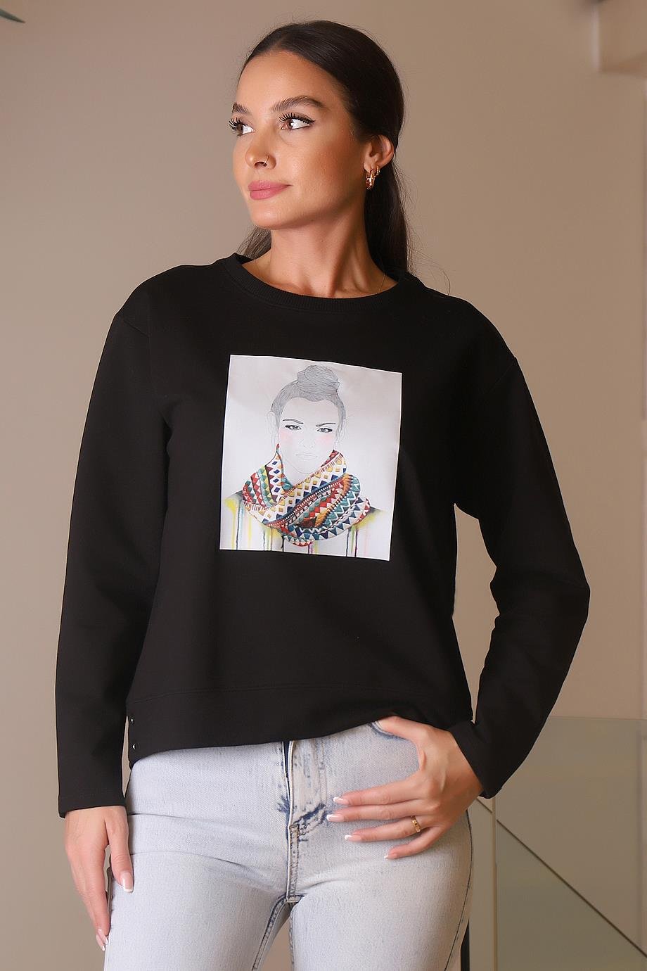 BEBE PLUS28176-2K4 BEBE PLUS SWEATSİYAH