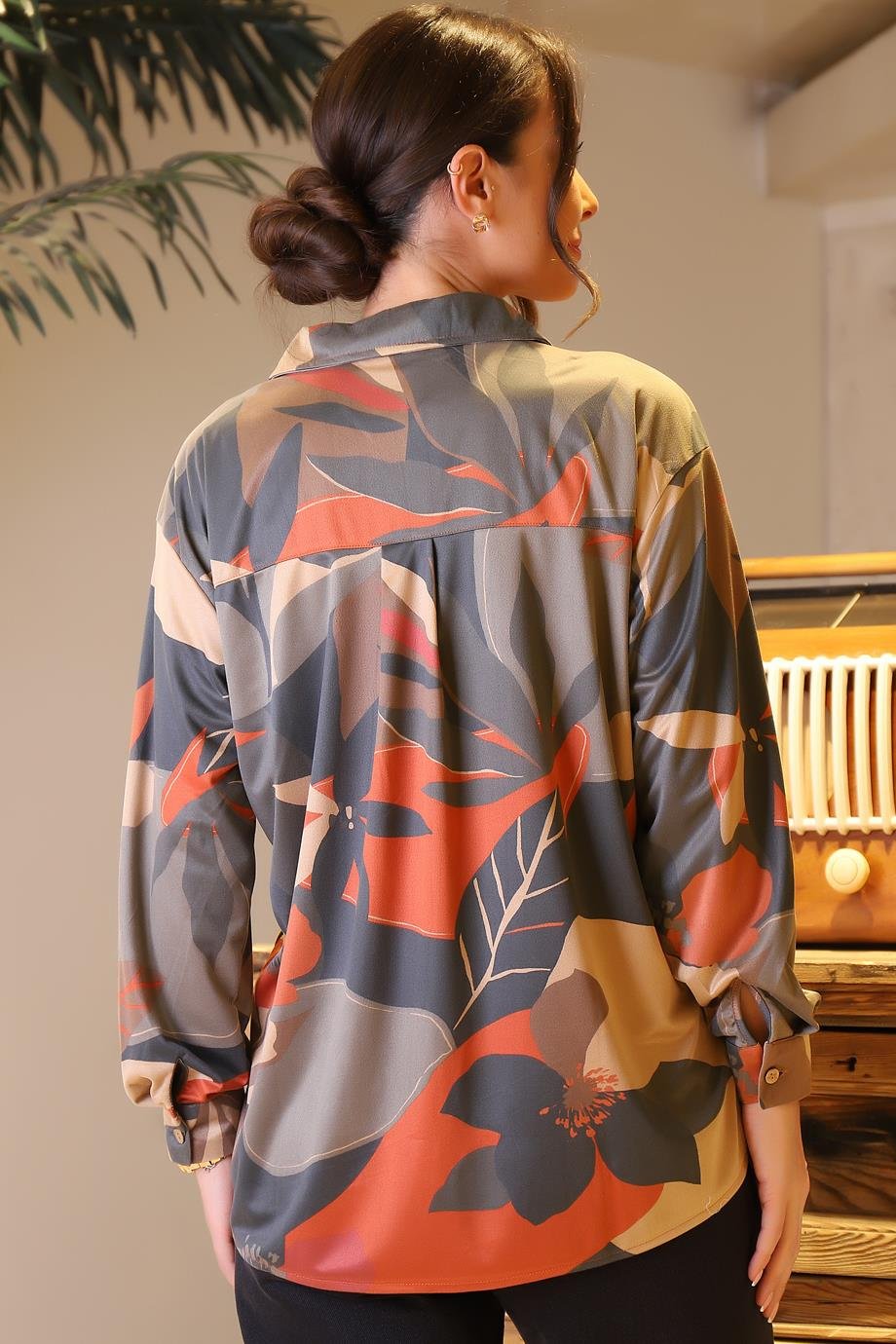 BEBE PLUS28340-2Y4 BEBE PLUS GÖMLEKKAHVE ORANJ