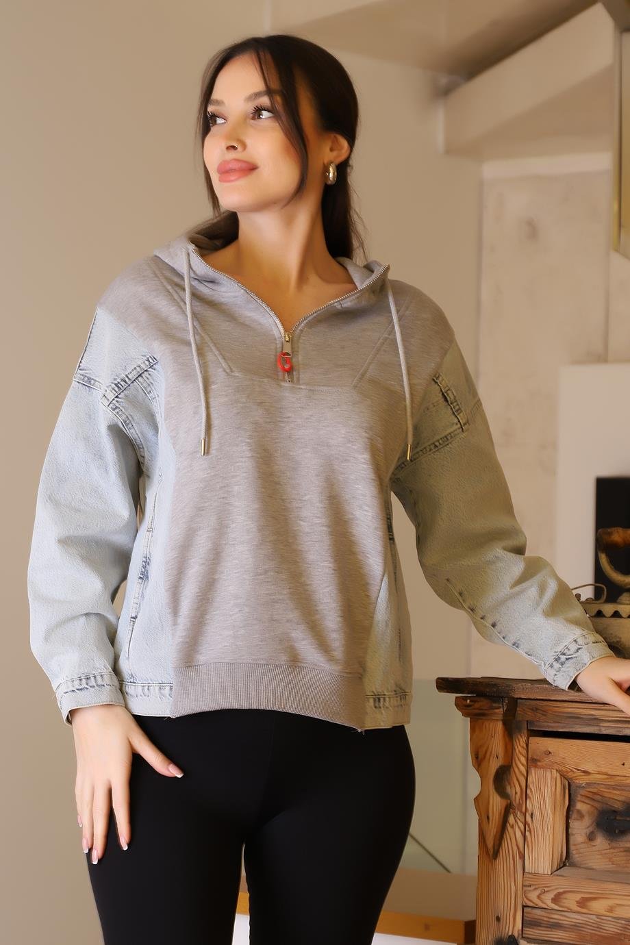 BEBE PLUS29050-2K5 BEBE PLUS SWEATGRİ