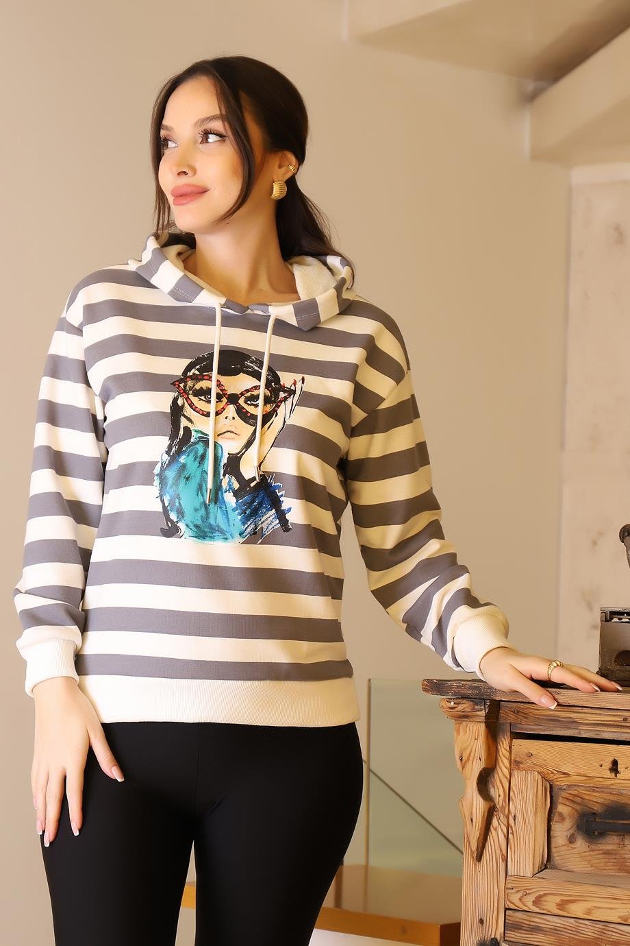 BEBE PLUS29374-2K5 BEBE PLUS SWEATEKRU GRİ