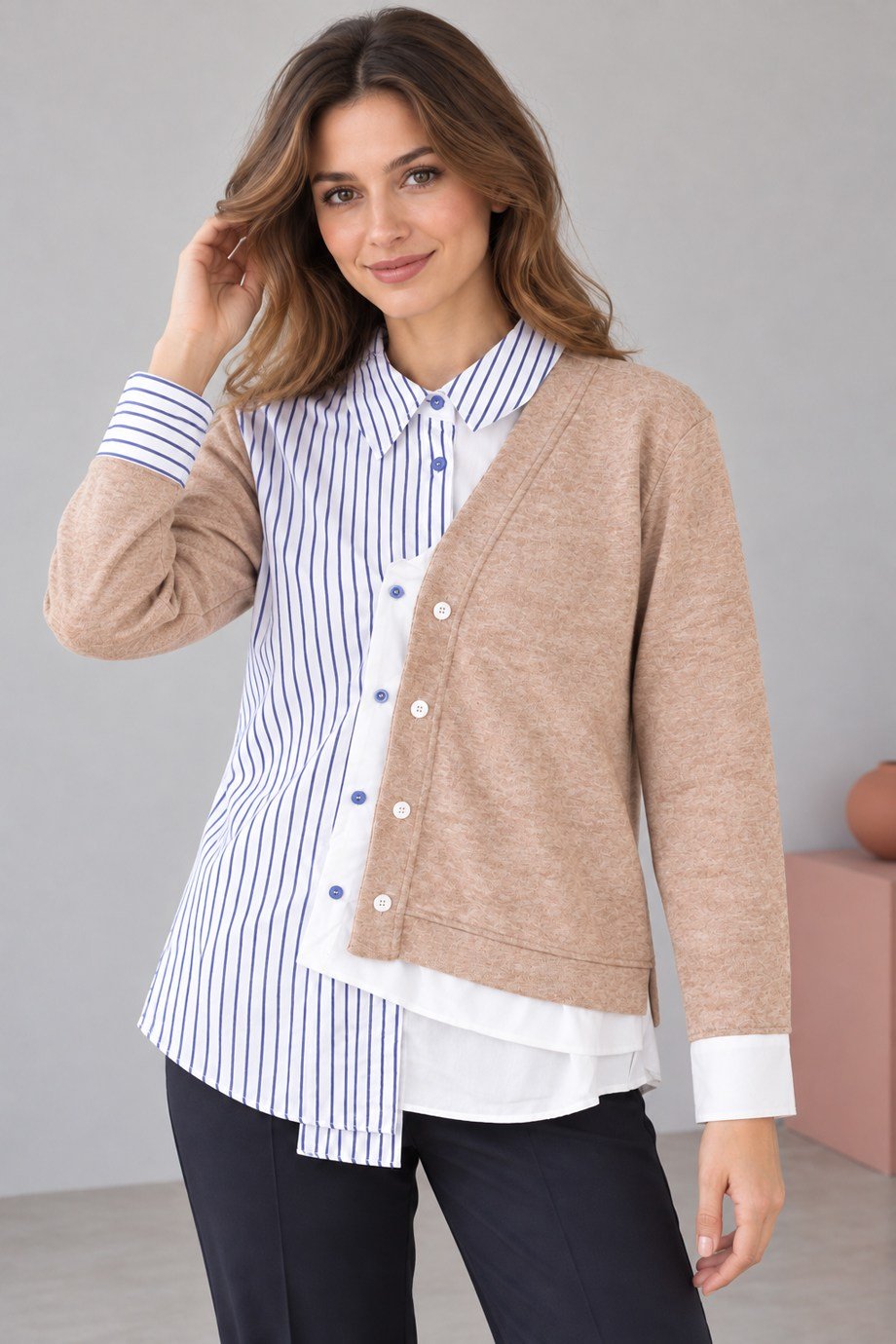 BEBE PLUS30507-2K7 BEBE PLUS GÖMLEK-KAHVE LACİ
