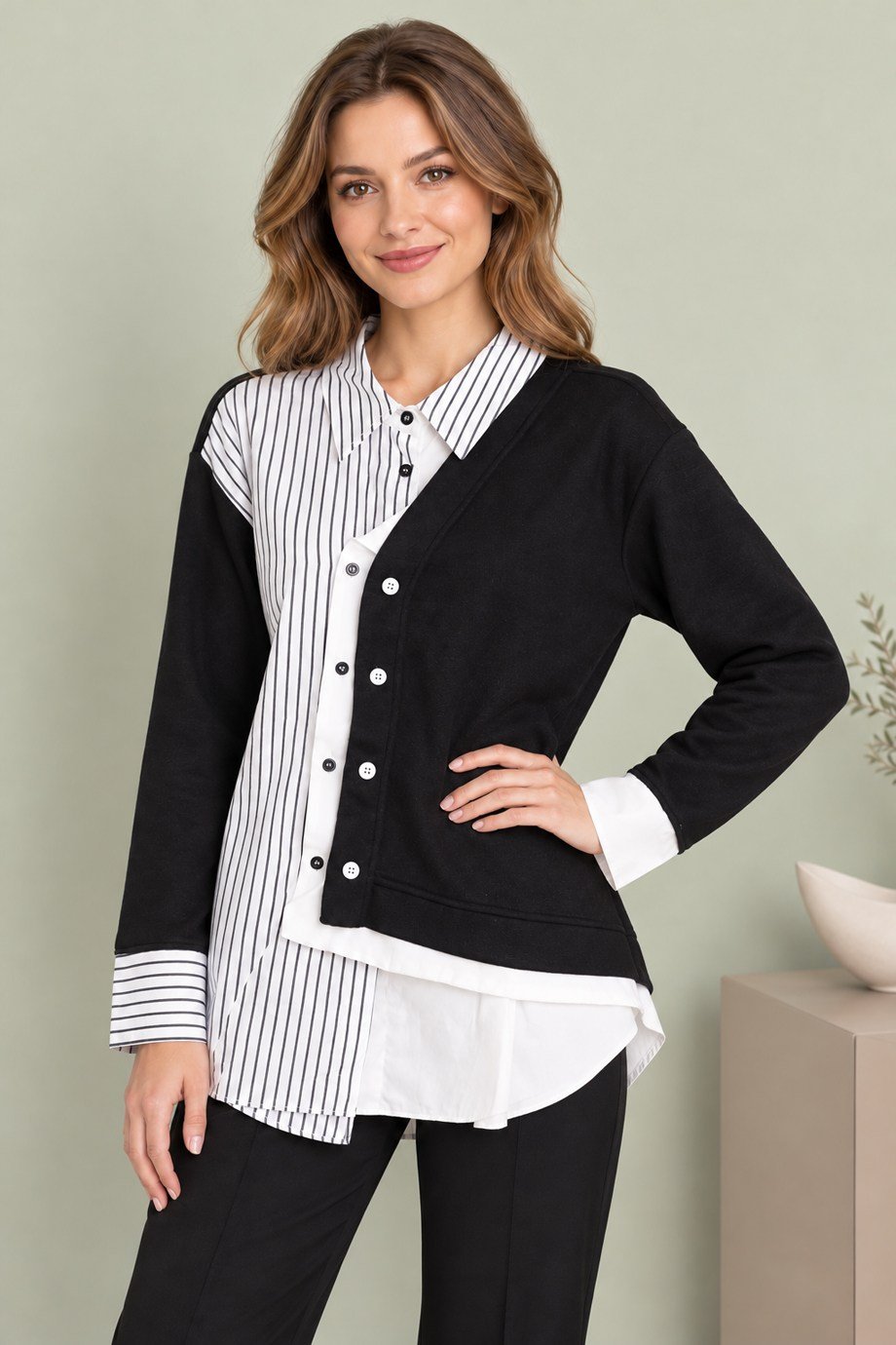 BEBE PLUS30507-2K7 BEBE PLUS GÖMLEK-SİYAH SİYAH