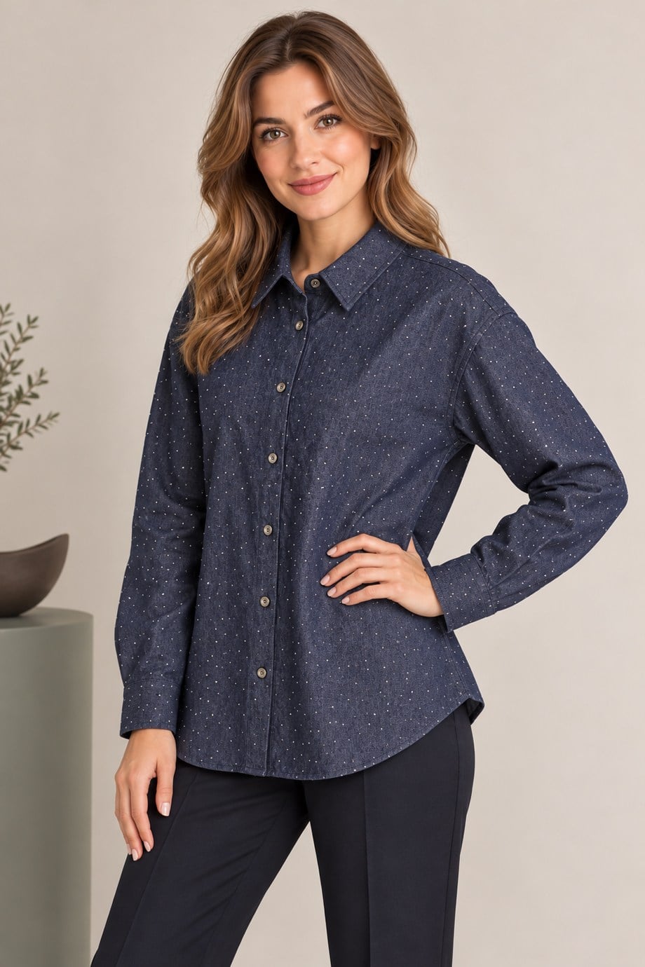 BEBE PLUS30851-2K7 BEBE PLUS GÖMLEK-MAVİ