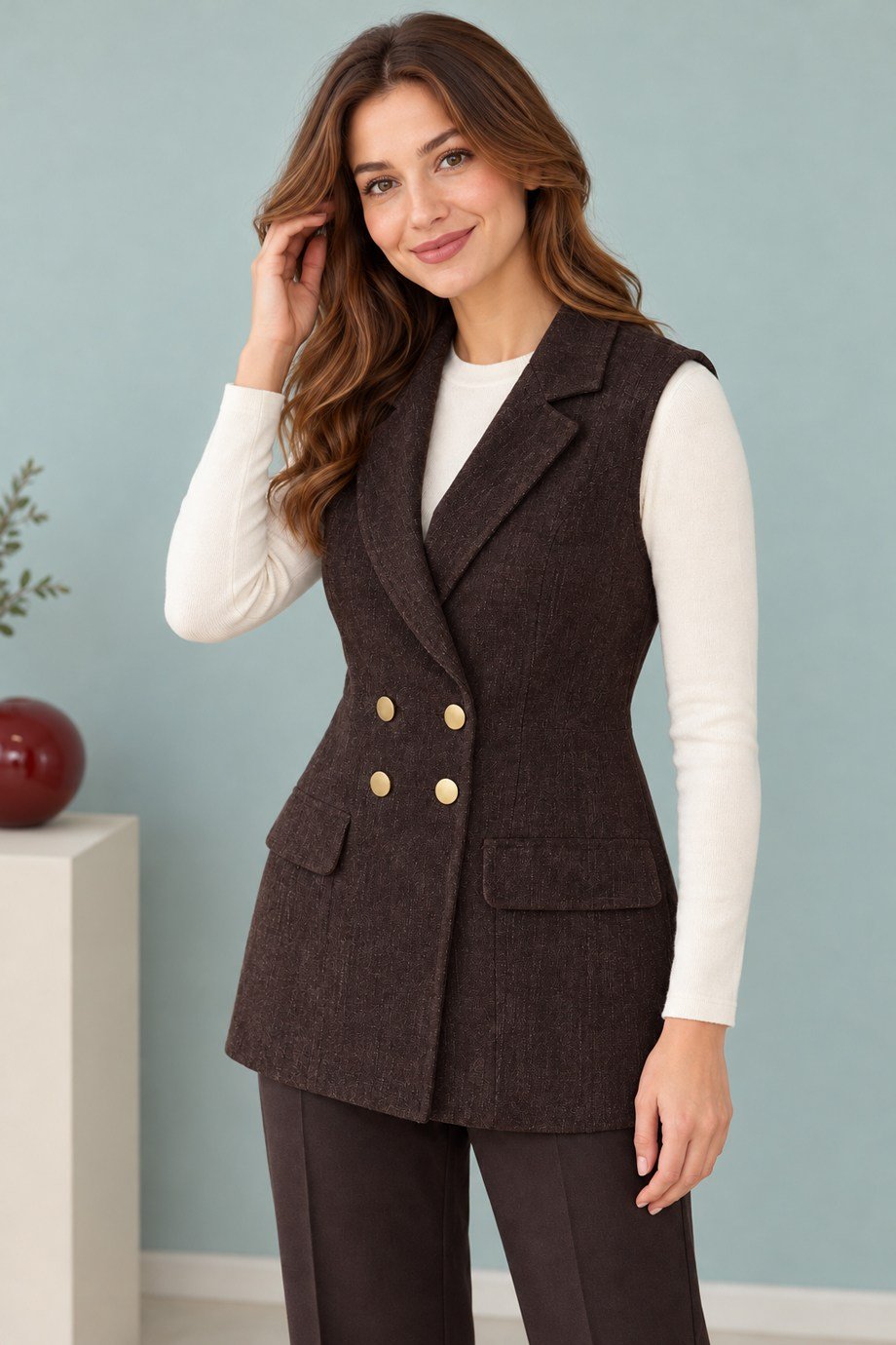 BEBE PLUS31311-2K7 BEBE PLUS YELEK-KAHVE