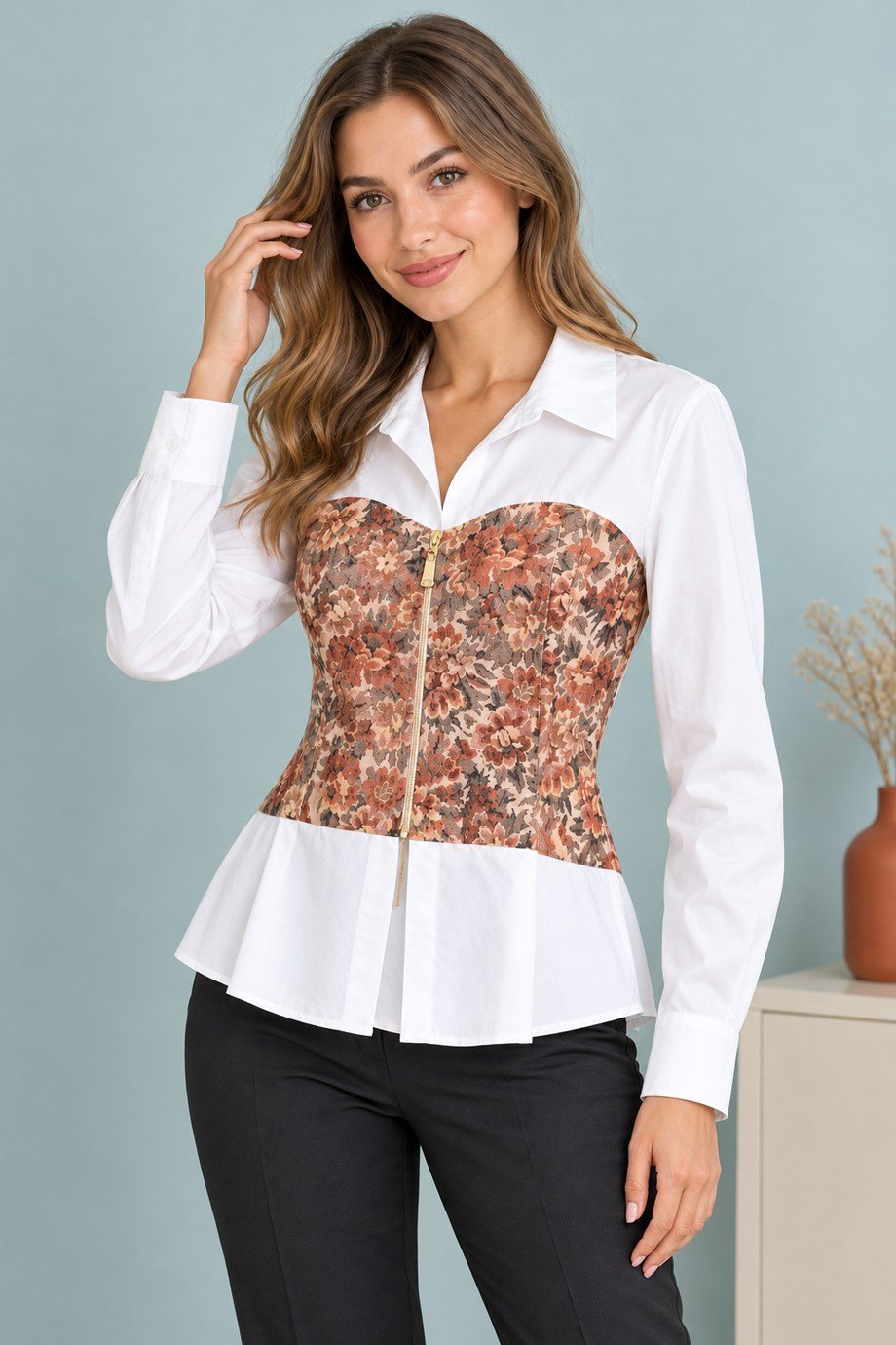BEBE PLUS31315-2K7 BEBE PLUS GÖMLEK-EKRU BEJ