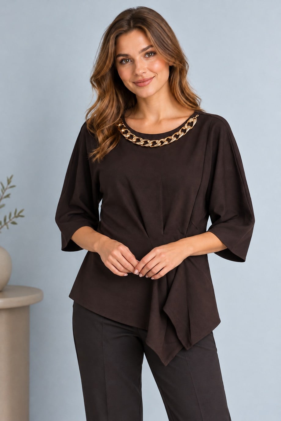 BEBE PLUS31326-2K7 BEBE PLUS BLUZ-KAHVE