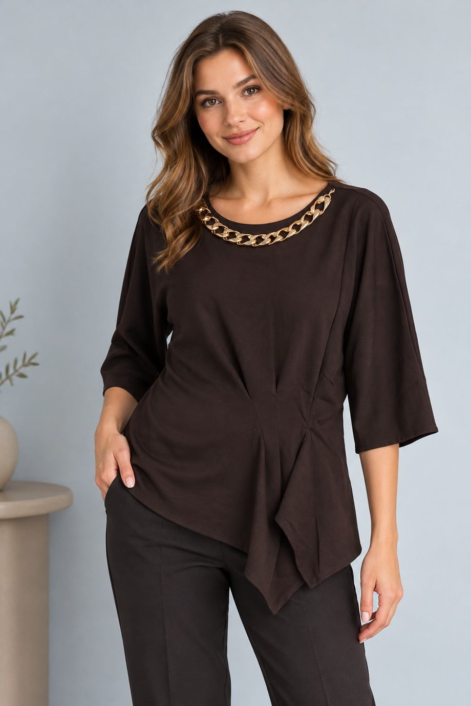 BEBE PLUS31326-2K7 BEBE PLUS BLUZ-KAHVE