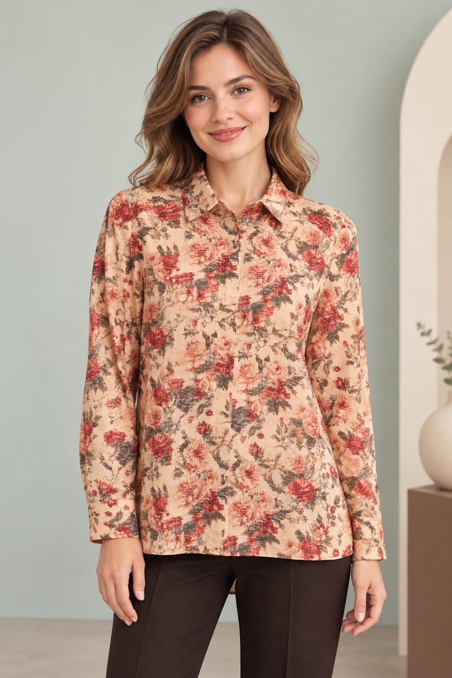 BEBE PLUS31340-2K7 BEBE PLUS GÖMLEK-BEJ HAKİ