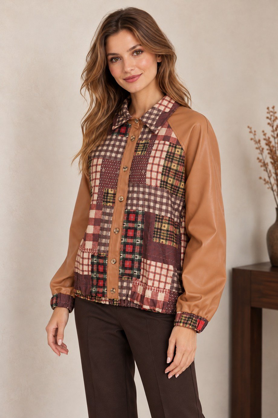BEBE PLUS31371-2K7 BEBE PLUS GÖMLEK-KAHVE KİREMİT