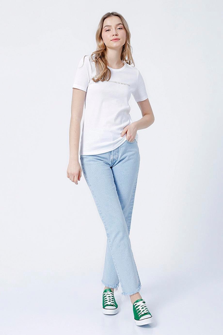 BENETTON OVER-Q3GA2E16A2-2K5 BENETTON T-SHIRTBEYAZ