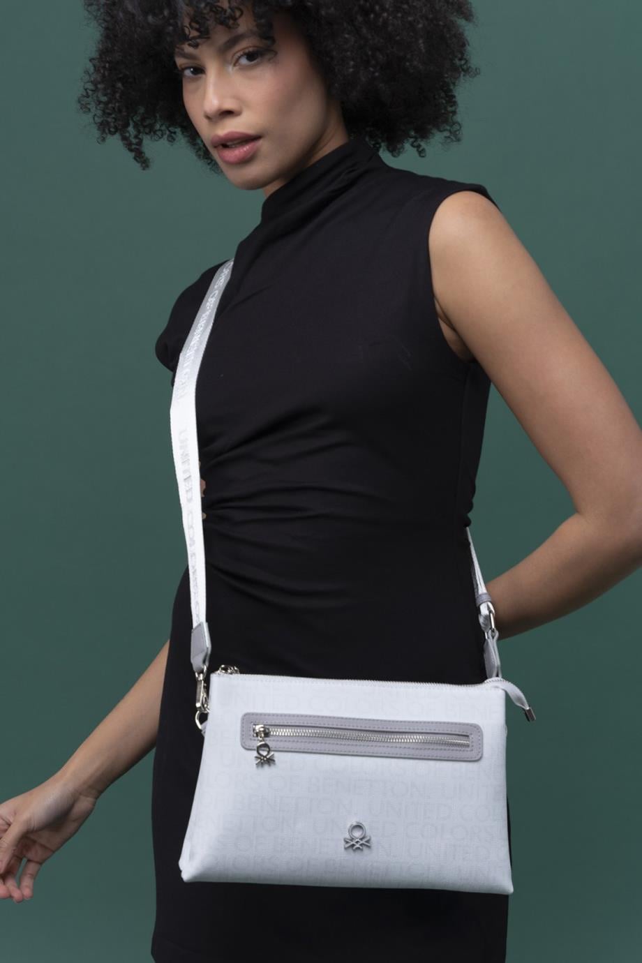 BENETTON-ST DERİ1314-2Y4 BENETTON ÇANTABEYAZ A.GRİ