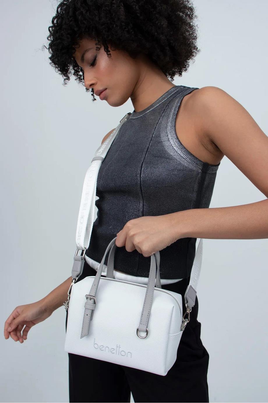 BENETTON-ST DERİ1362-2Y4 BENETTON ÇANTABEYAZ A.GRİ