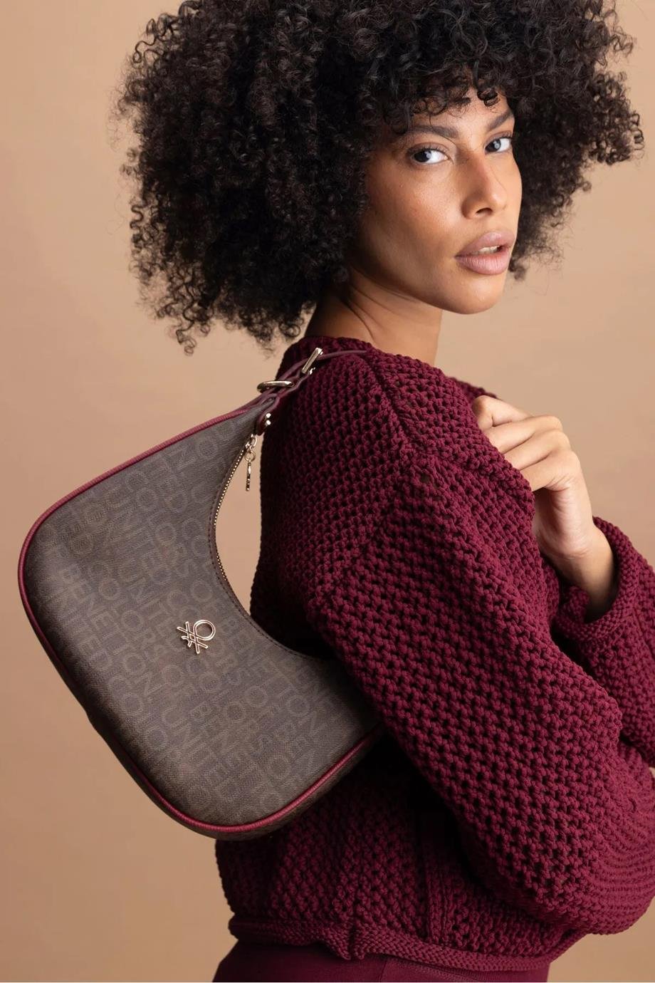 BENETTON KAHVE BORDO KADIN KOL ÇANTASI 1404-2K5