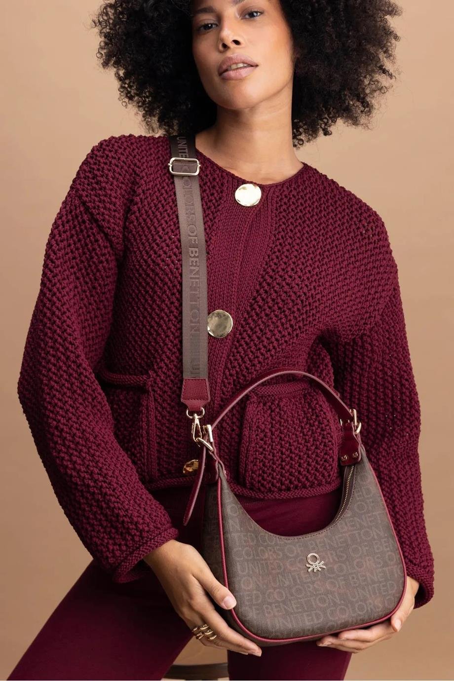 BENETTON-ST DERİ1404-2K5 BENETTON ÇANTAKAHVE BORDO
