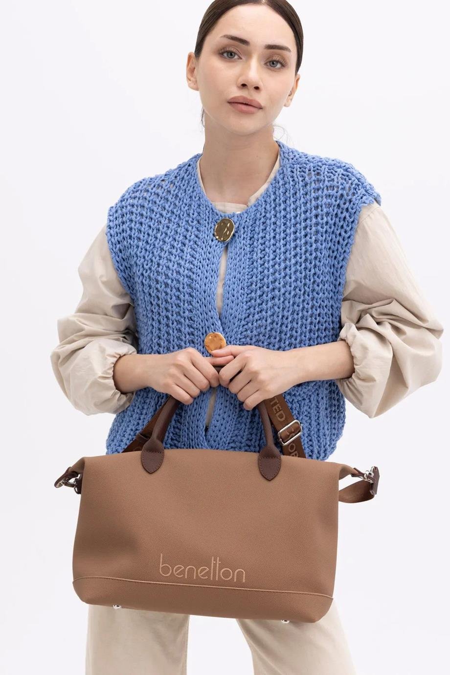BENETTON-ST DERİ1410-2K5 BENETTON ÇANTACAMEL KAHVE