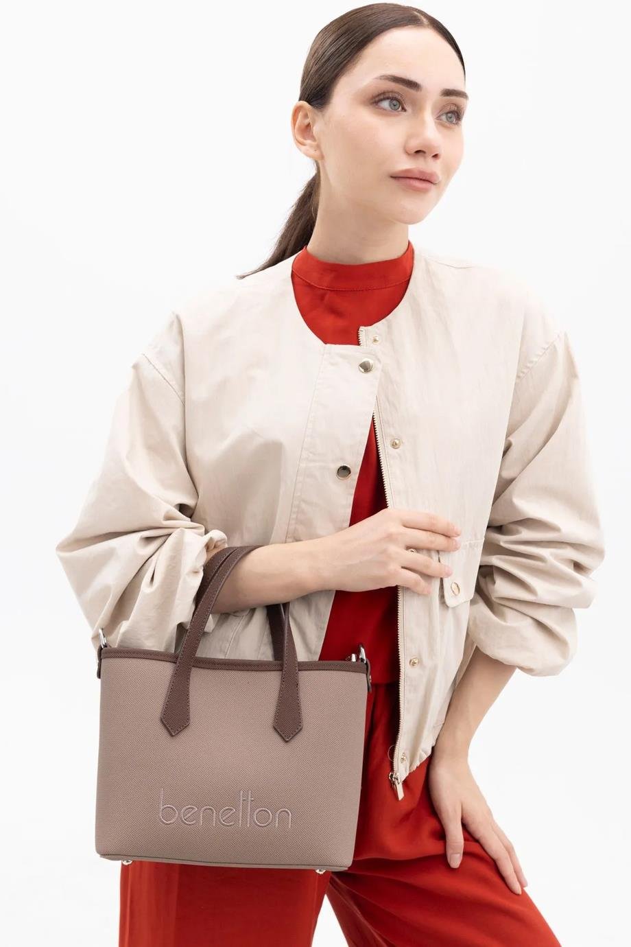 BENETTON-ST DERİ1417-2K5 BENETTON ÇANTAVİZON KAHVE