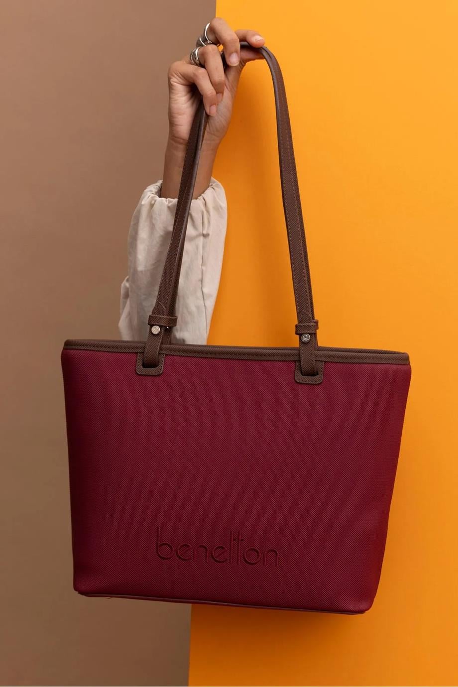 BENETTON-ST DERİ1422-2K5 BENETTON ÇANTABORDO KAHVE