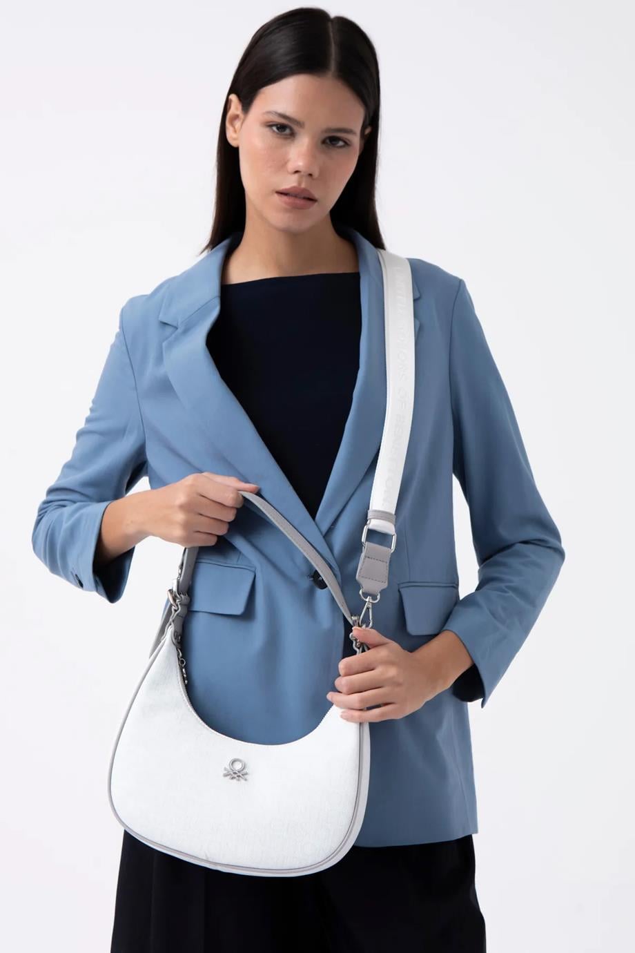 BENETTON-ST DERİ1581-2Y5 BENETTON ÇANTABEYAZ A.GRİ