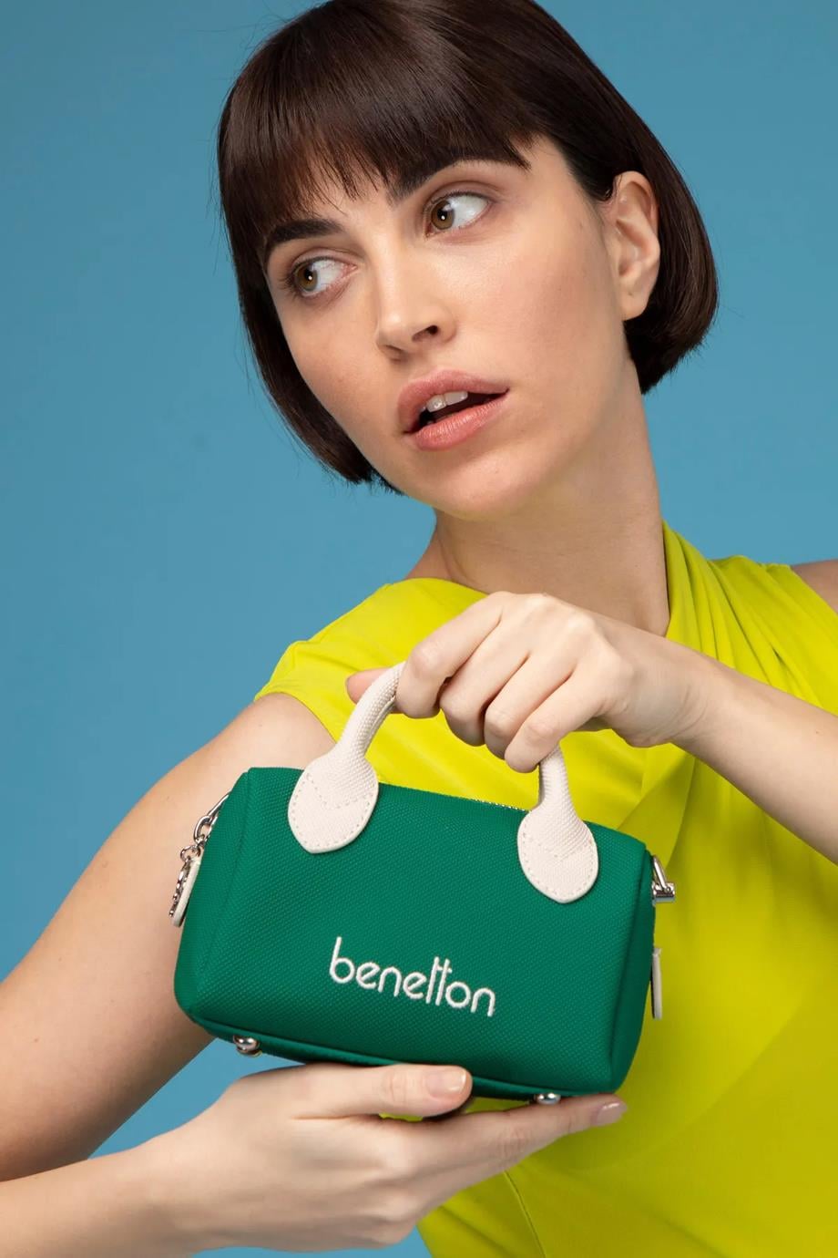 BENETTON-ST DERİ1593-2Y5 BENETTON ÇANTAZÜMRÜT BEJ