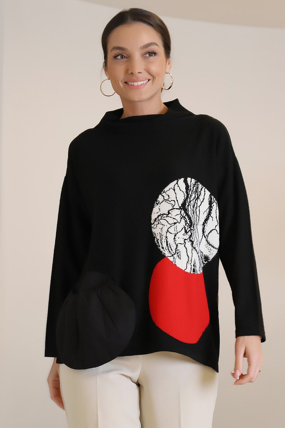 BZT-0095-2K3 BIZE FASHION KAZAKSİYAH EKRU