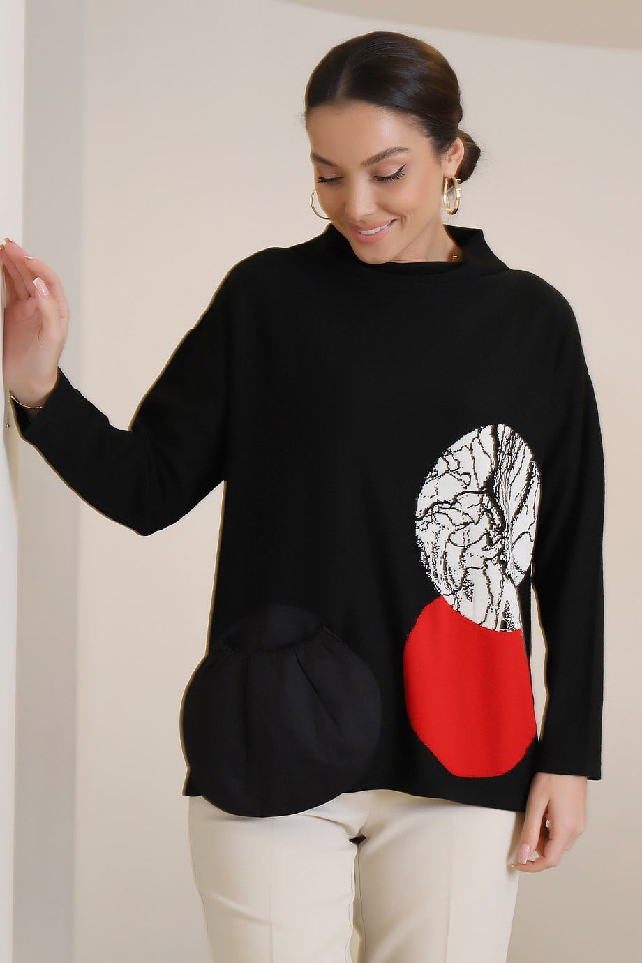 BZT-0095-2K3 BIZE FASHION KAZAKSİYAH EKRU