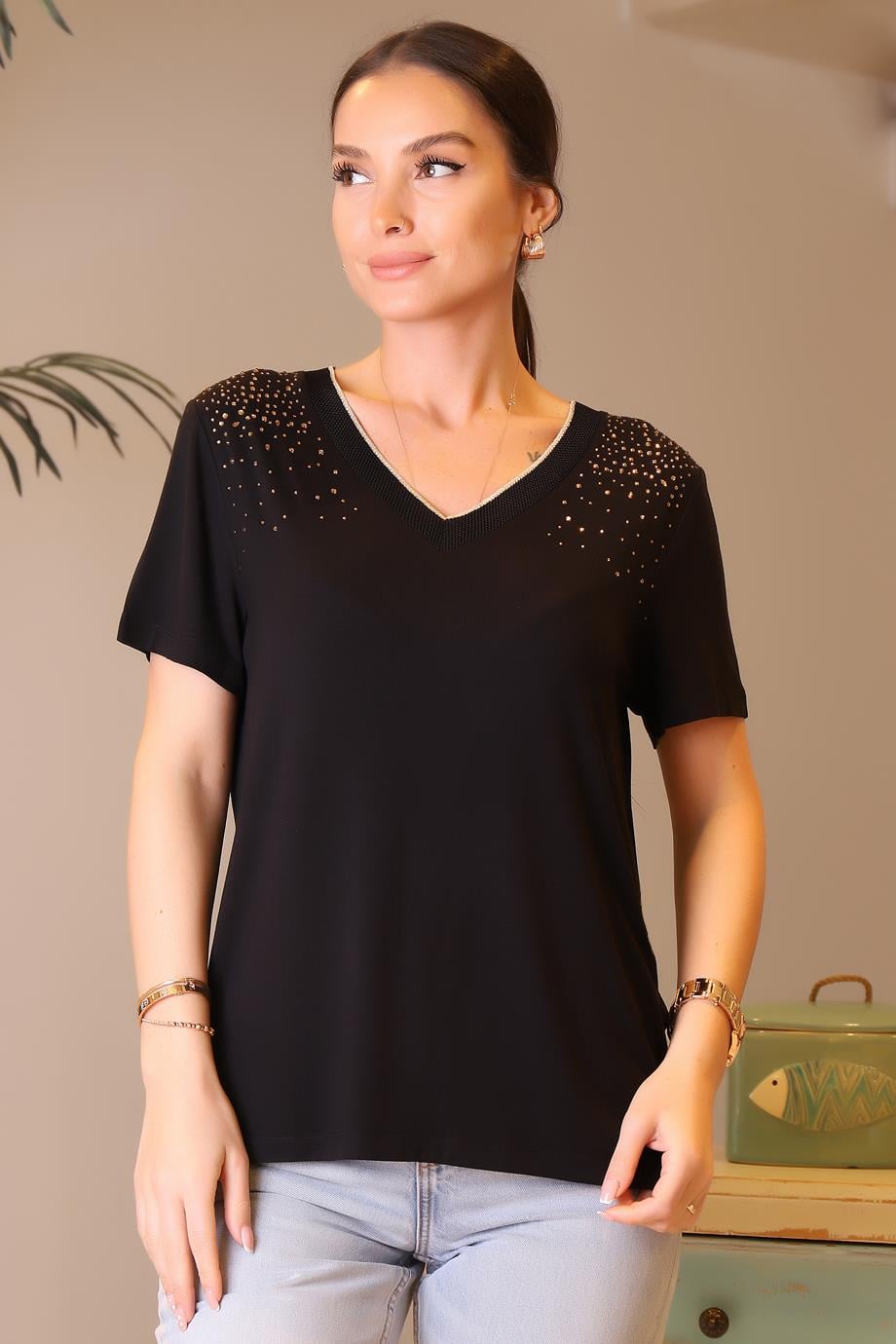 CAMELİA022-2Y4 ELLA CAMELIA BLUZSİYAH