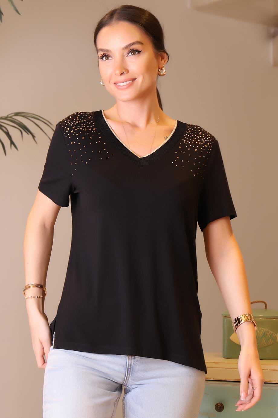 CAMELİA022-2Y4 ELLA CAMELIA BLUZSİYAH