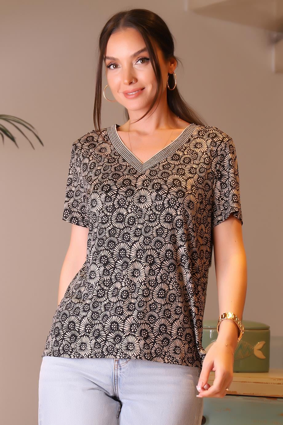 CAMELİA033-2Y4 ELLA CAMELIA BLUZBLACK/IVORY